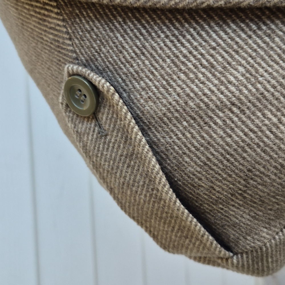 ALPHA INDUSTRIES Olive Beige Weave Wool Blend Large Mens Military Peacoat Coat - Picture 5 of 11